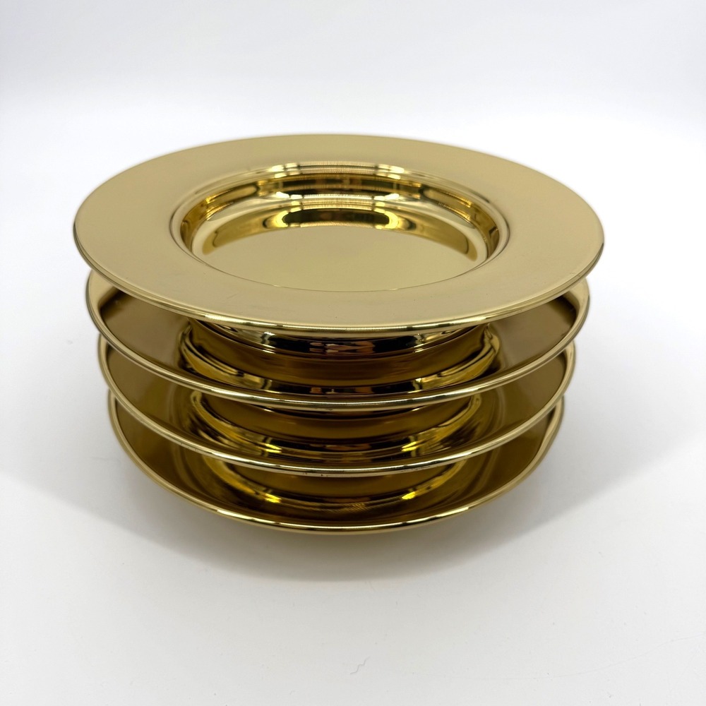4 Artistic Churchware RW-404BR Brass 10" Stacking Communion Bread Plates Church